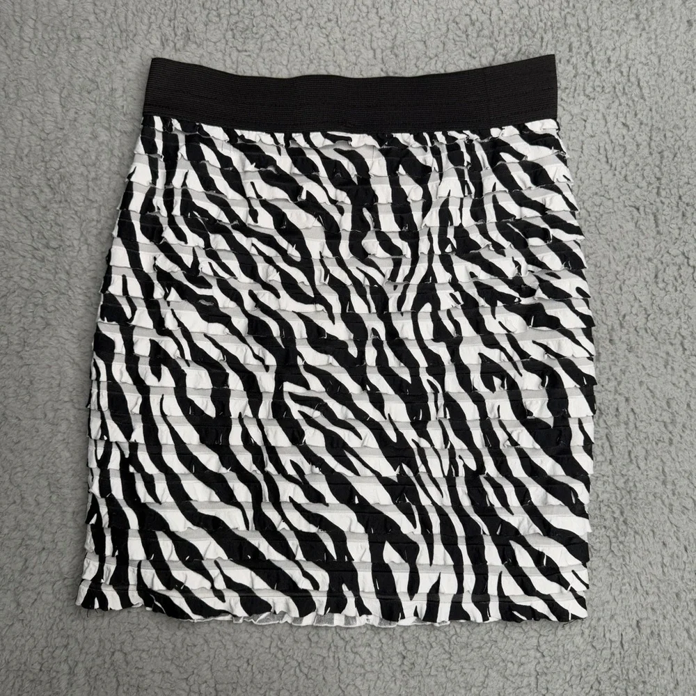 L8teR zebra print mini skirt black white ruched textured size M Y2K going out - Picture 5 of 7